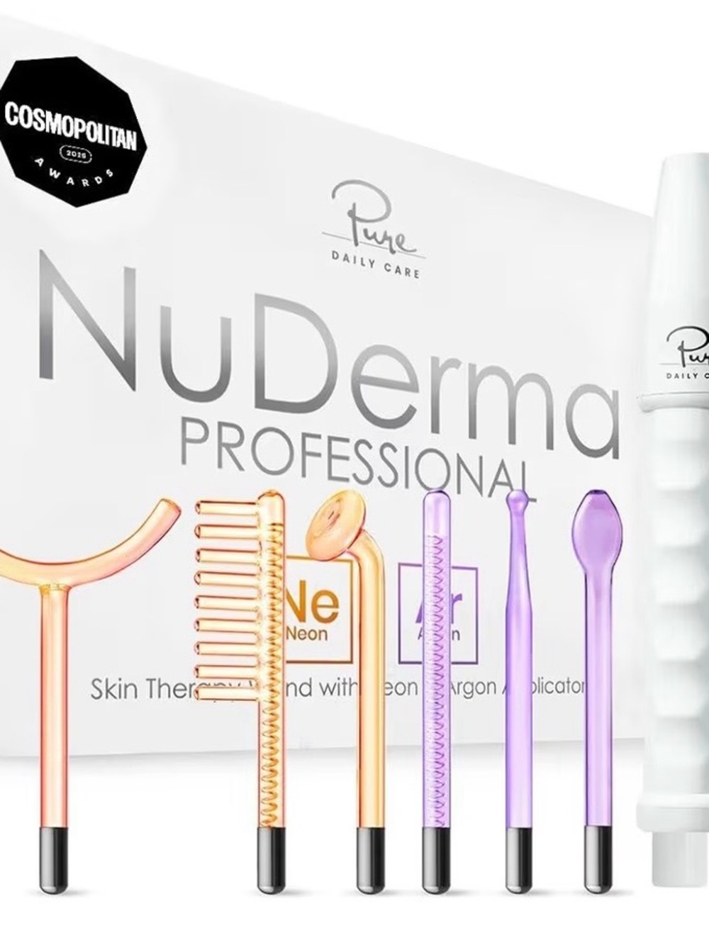 NUDerma Professional Neon Facial Tool Set — Pink & Gold